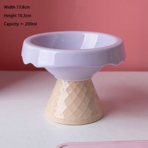 Ceramic Cat Bowl Ice Cream High Oblique Neck Protection Anti-Tip Water Dog Pet Food Feeder Water Feeding Eat Drink