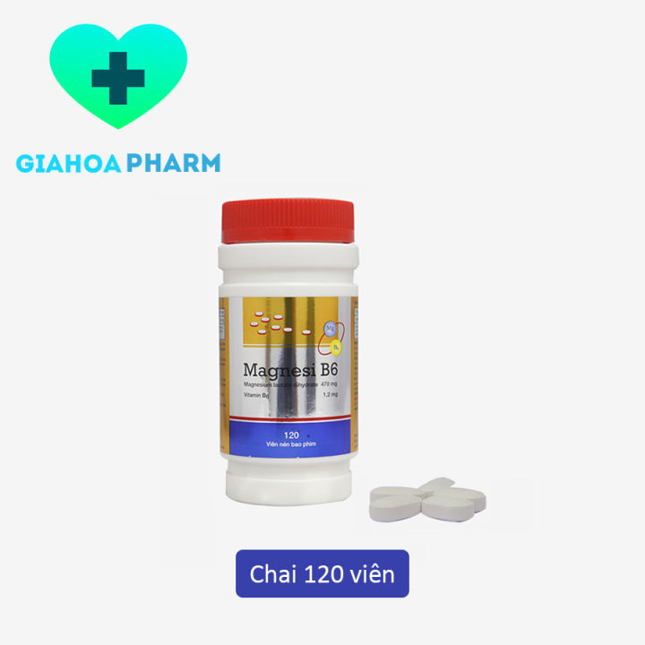 Viên uống Magnesi B6 (Magie, Vitamin B6) giảm chuột rút, đau cơ bắp, căng thẳng thần kinh [Chai 120v, MDP, Mediphar USA]