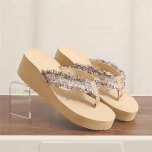 [Free Shipping] Ethnic style womens slippers new summer flip-flops for women thick-soled wedge beach sandals for women