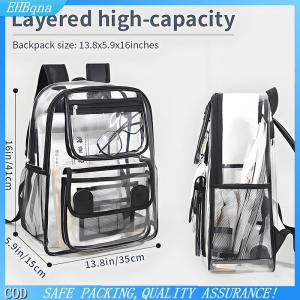 [COD] Transparent Backpack Transparent Storage Bag Students Bookbag Pocket Storage Bag Clear Beach Bag Work School