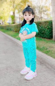 เสื้อผ้าแฟชั่นเด็ก ชุดเซตแขนสั้น ลายลิง 4 สี สีสดใส ใส่เที่ยว ใส่นอน ใส่เล่น