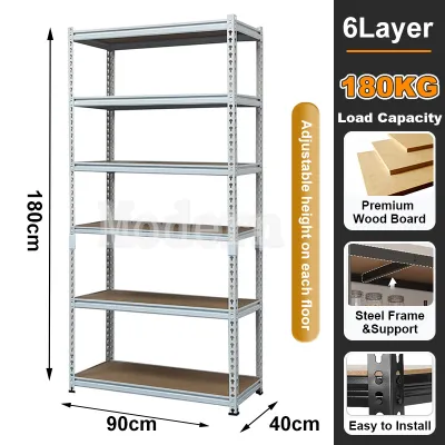 4/5 /6 Tier Adjustable Metal Boltless Rack Home kitchen Store Storage Rack Warehouse Rak Besi Serbaguna Bertingkat 铁架/置物架