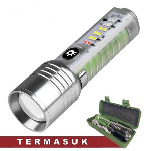 Senter Zoom In/Out Transparan 520A 8 Mode Pencahayaan Cas 30W Multifungsi Flashlight Waterproof Termurah