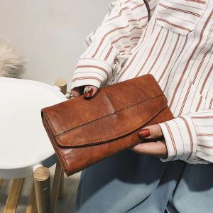 Vintage Trifold Wallet Women Long PU Leather Wallet Female Clutch Purse Hasp Female Phone Bag Girl Card Bags Ladies High Quality2026