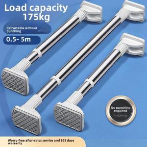 BALIKRUMAH Retractable Clothes Drying Rack Adjustable Curtain Rod Stainless Steel Clothes Drying Rack Spring Curtain Shower Rod Single Rod Clothes Rack 单杆衣架