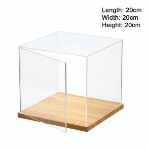 ZENO Transparent Acrylic Acrylic Display Case Stackable Design Wooden Bottom Model Display Case Collectibles Display No-glue Assembly Display Box Toy Car Model