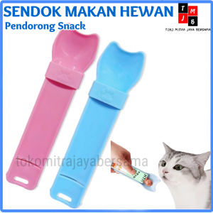MitraJaya Sendok Snack Makanan Hewan Kucing Anjing Multi Fungsi Pet Wet Treat Spoon Cat Feeder Liquid Alat Makan Pendorong Alat Bantu