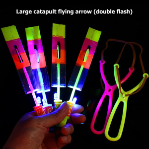 New Amazing Light Toy Arrow Rocket Helicopter Flying Toy LED Light Toys Party Fun Gifts Rubber Band Catapult