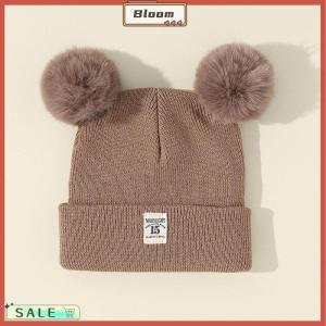 Follow Get New[Bloom Z] Cute Winter Hat Solid Color Wool Knitted Bonnet Bebe Newborn Baby Hat Pompom For Kids Boys Girls Children Warm Cap