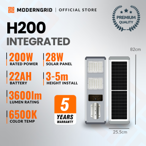 🥇 Moderngrid Solar Street Light H500 Infrastructure | 200W 300W 400W 500W | 9000LM LED | Outdoor Lighting | Heavy-Duty Aluminum | Remote Control | For Barangay roads Community Parkside Doorway Garden Commercial Projects