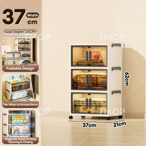 TMOP 37cm Foldable Storage Cabinet Durabox Drawer Cabinet Collapsible Stackable Plastic Organizer for Home With Wheels