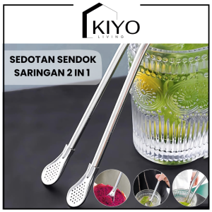 KIYO Sedotan Sendok Saringan Stainless Steel Unik Multifungsi 2in1 Food Grade