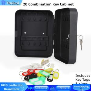 [Vodool Brand Center]Combination Key Cabinet 20 Key Hooks Key Box Wall Mounted with Key/Code Lock Key Cabinet Wall Mount Key Storage Lock Box