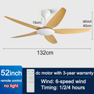 GOGEOUS NEW 52inch ceiling lights with fan and remote control ceiling fan with led light 3 colors dimming 6 speed ceilings fan Silent ceiling fan heavy duty ceiling fan with light modern for living room dining room bedroom