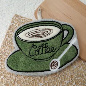 IFFINE Quick-Dry Coffee Theme Hand Towel Soft Coffee Bread Bathroom Kerchief Creativity Thickened Toilet Handkerchief Kitchen Home