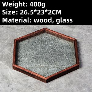 Cake Tray Solid Bamboo Wood Glass Tray Multi Purpose Serving Plate For Coffee Snacks Bread Cake Storage Organizer Wooden Tray