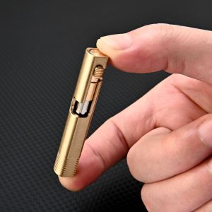 LIUJIR Easy Carry Mini Brass Pen Retractable All-Metal Neutral Ballpoint Pen Portable Stationery Travel Pocket Pen Signature Gift