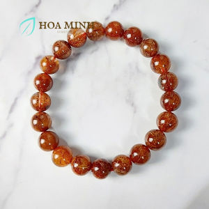 Vòng tay đá Thạch Anh Tóc Đỏ VVIP size 9.7 li tóc dày ánh kim chuẩn đẳng cấp doanh nhân hợp mệnh Hỏa Thổ | Hoa Minh Gem