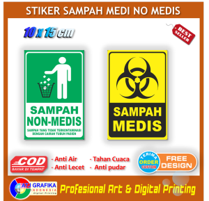 Stiker pemisahan sampah medis non medis sticker tempat sampah puskesmas rumah sakit