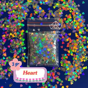 Glitter Hologram Shaped HEART 3gr Gliter Bentuk HATI LOVE Berkilau Metallic Premium Sparkle Holo Taburan Nail Art Resin
