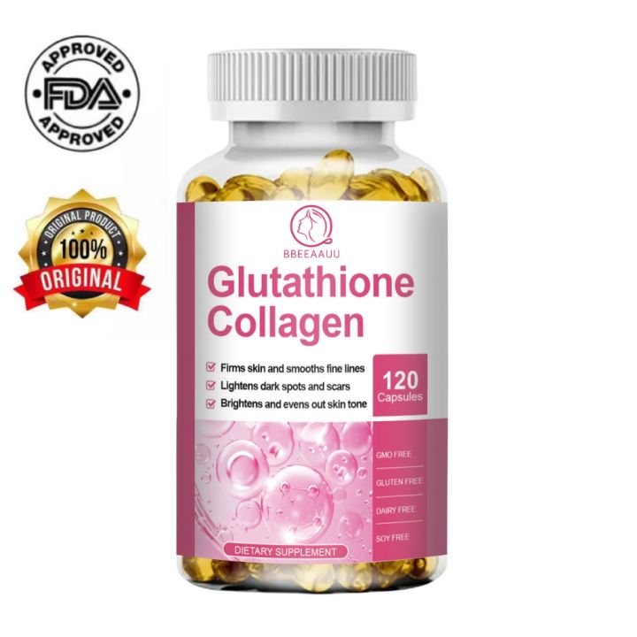 BBEEAAUU Glutathione Collagen Capsules WIth Vitamin C for Anti-aging and boosts immune system 120pcs Sunblock Uv Protection Supplement Detoxification Liver Protection - Lazada