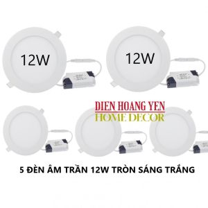 Bộ 5 Đèn Led âm trần siêu mỏng 12w BẢO HÀNH 12 tháng