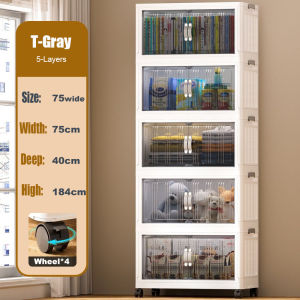 Salvo 3/4/5 Tier Foldable Storage Cabinet With Wheels Multi-Function Stackable Storage With 2 Magnetic Doors 收納櫃