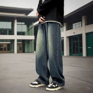 Jeans for men korean style vintage Loose pants casual straight retro denim fashion pants high qualit