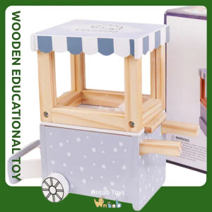 Hntob Wooden Popcorn Machine Play Set Montessori Educational Toy Pretend Play Toddler Toys