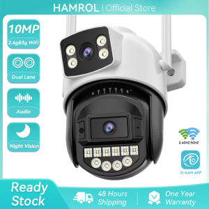 Hamrol 10MP 5G&2.4G HZ Dual Lens PTZ WiFi IP Camera Al Humanoid Detection Security CCTV O-KAM APP