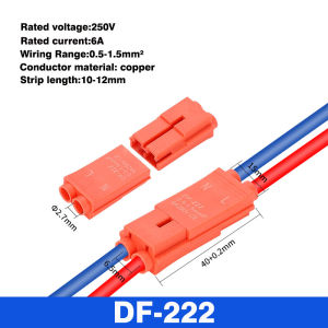 LED Lighting fixtures Quick Connect Terminals DF-222/223 Hard wire docking 2/3 Pin Plug Wire Electrical Connector Compact Push-in Wire to plug