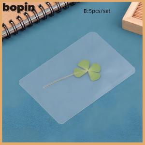 Bopin โปสการ์ดรูปใบโคลเวอร์นำโชค1 5 10ชิ้นการ์ดอวยพรโปร่งใสหญ้าธรรมชาติสำหรับบุ๊กมาร์ก