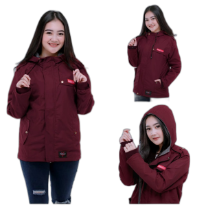 Blazer Wanita /Jaket Taslan Waterproof Hoodie New  Rebel id-grey