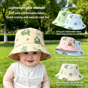 AILEBE Caps For Kids Boy Soft Quick-Dry Polyester Bucket Hat UV Sun Protection Adjustable Breathable Cute Assorted Designs Outdoor Travel Cap For Boys Girls