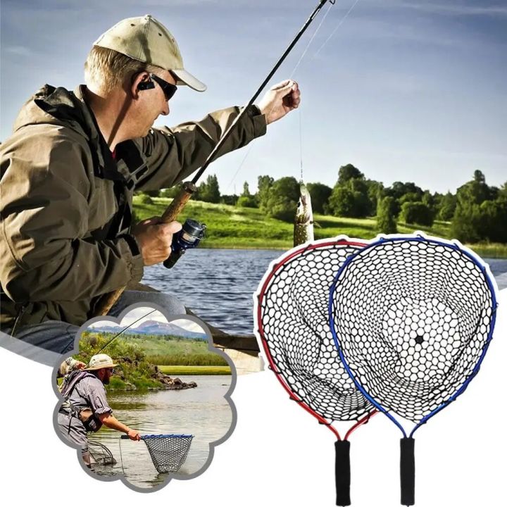 Portable Fishing Net Silicone Fish Landing Net EVA Handle Tools