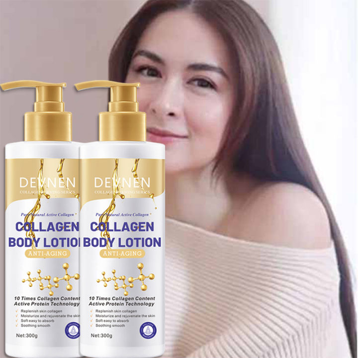 Collagen Whitening Beauty Lotion 300g Collagen Skin Body Lotion Moisturizing Body Cream Anti-Aging Skin Firming and Toning Body Moisturizer Body and Hand Lotion with Collagen and Elastin Deep Moisture for Dry