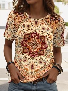 [Local Stock] ZEEMIN New Graphic Paisley Vintage 3D Print Womens T-Shirts O-Neck Short Sleeve T Shirt Y2k Harajuku Tees Casual Tops Female Clothing