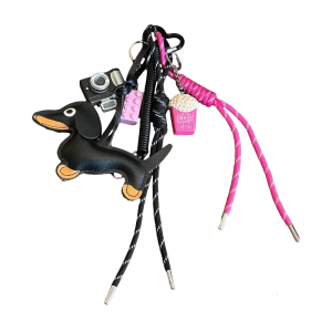 Distinctive Sausage Dog Keychain Sturdy PU Rope Keychain With Charming Sausage Dog Accent for Bags Keys Purses