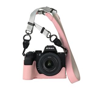 Litchi Pattern PU Leather Camera Half Body Case Cover For Nikon Z50ii With Shoulder Strap