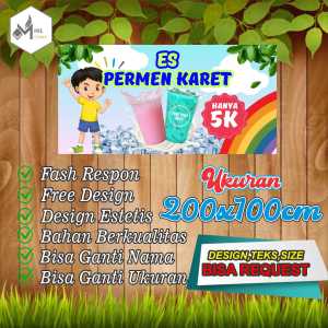 Spanduk Banner Size 200x100 cm Es Permen Karet Free Custom Design