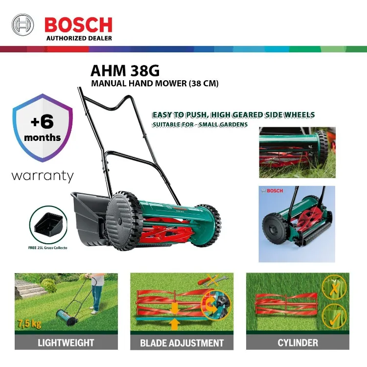 BOSCH (บ๊อช) รถตัดหญ้า เครื่องตัดหญ้า AHM 38 G (AHM38G) 0600886103 รถเข็นตัดหญ้าไม่ใช้ไฟฟ้า (31438)