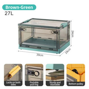 HETEE Transparent Foldable Storage Box with Lid Large Capacity Stackable Organizer for Home Dormitory Pet Storage