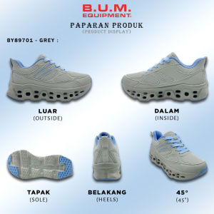 BUM Equipment Womens Shoes - BY89701/BY89702 Grey/Pink - Kasut Perempuan Sukan Sneakers