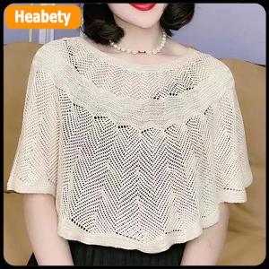 【2-3 ngày giao hàng】 Của Phụ Nữ Dệt Kim Rỗng bông khăn choàng khăn áo mùa hè mùa thu thanh lịch phụ nữ mặt trời bảo vệ áo khoác smock