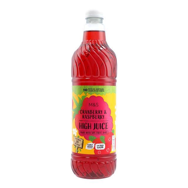 M&S Cranberry & Raspberry High Juice No Added Sugar 1L x1 Marks and Spencer Contains 50 Fruit