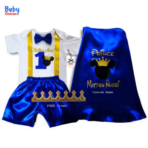 Baby Onesies PH Little Prince First Birthday Costume Custom Name Crown Baby Boy Monthly Photoshoot Outfit