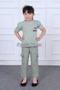 Setelan Baju Anak Perempuan Motif Kuromi Model Celana Cargo Buat Usia 1-10 Tahun