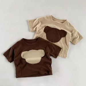 Boy Girl Baby Summer Cartoon Short Sleeves T-shirt Children Patchwork Loose Casual Tops Kids Cotton Tees Toddler Fashion Tshirts