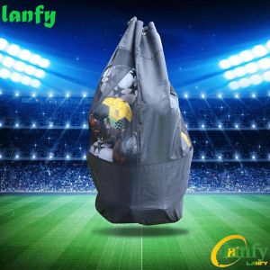 [NNSA]Lanfy heavy duty ball carry bag drawstring mesh football bag mesh ball bag volleyball Oxford cloth extra large 15-20 balls black basketball storage bag soccer carrying sack/multicolor 7U5V8