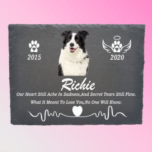 Personalized Handcrafted Rectangular Natural Slate Pet Memorial Plaque - Custom Engraved Keepsake For A Beloved Pet Durable Outdoor Memorial Stone Home Decor Pet Supplies